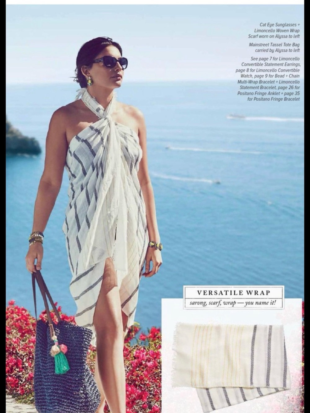 Chloe + Isabel White and Yellow Striped Beach Wrap